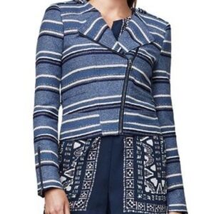 BCBGMaxAzria Blue and White Striped Blazer Bomber Jacket - XS